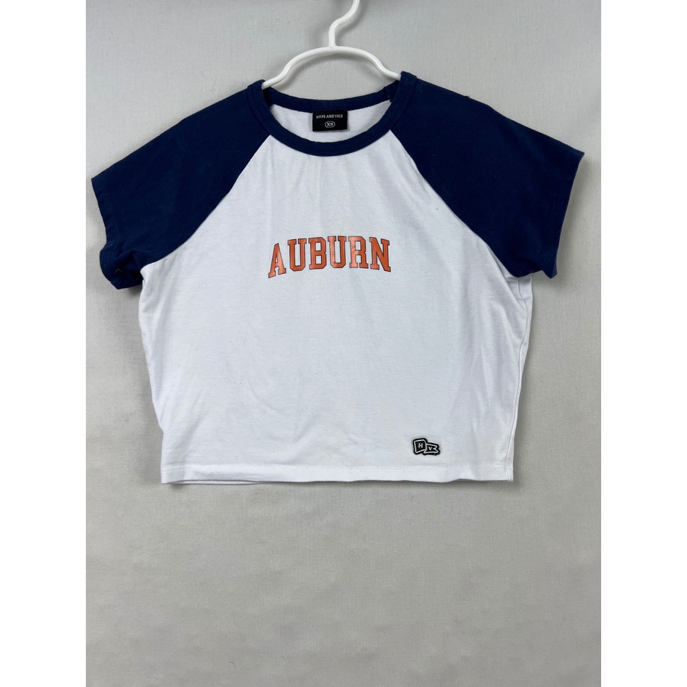 Hype and Vice Auburn University Crop Top Women XS White Navy Blue Collegiate